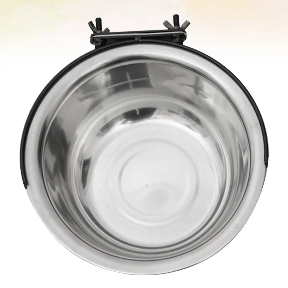 

1pc Stainless Steel Dog 600Ml Silver Hanging Pet Feeding Bowl For Dogs Cats Parrot Kennel Coop Cup Dishwasher Safe Rustproof