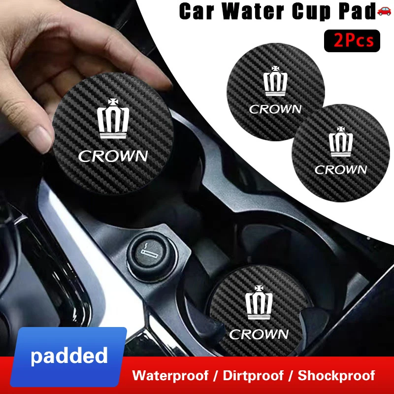 2Pcs Car Coasters Leather Water Cup Mat Auto Accessories For Toyota Crown JZS171 JZS171W JZX175 JZX171 GRS180 181 182 183 184