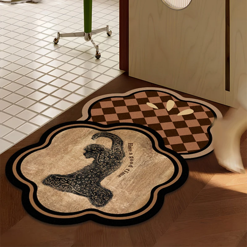 

Водопоглощающий коврик для батома в стиле ретро, дверной коврик для батома, диаметр грязи, защита от падения, тихой, сухой, нескользящий коврик для ног, домашний декор, коврик