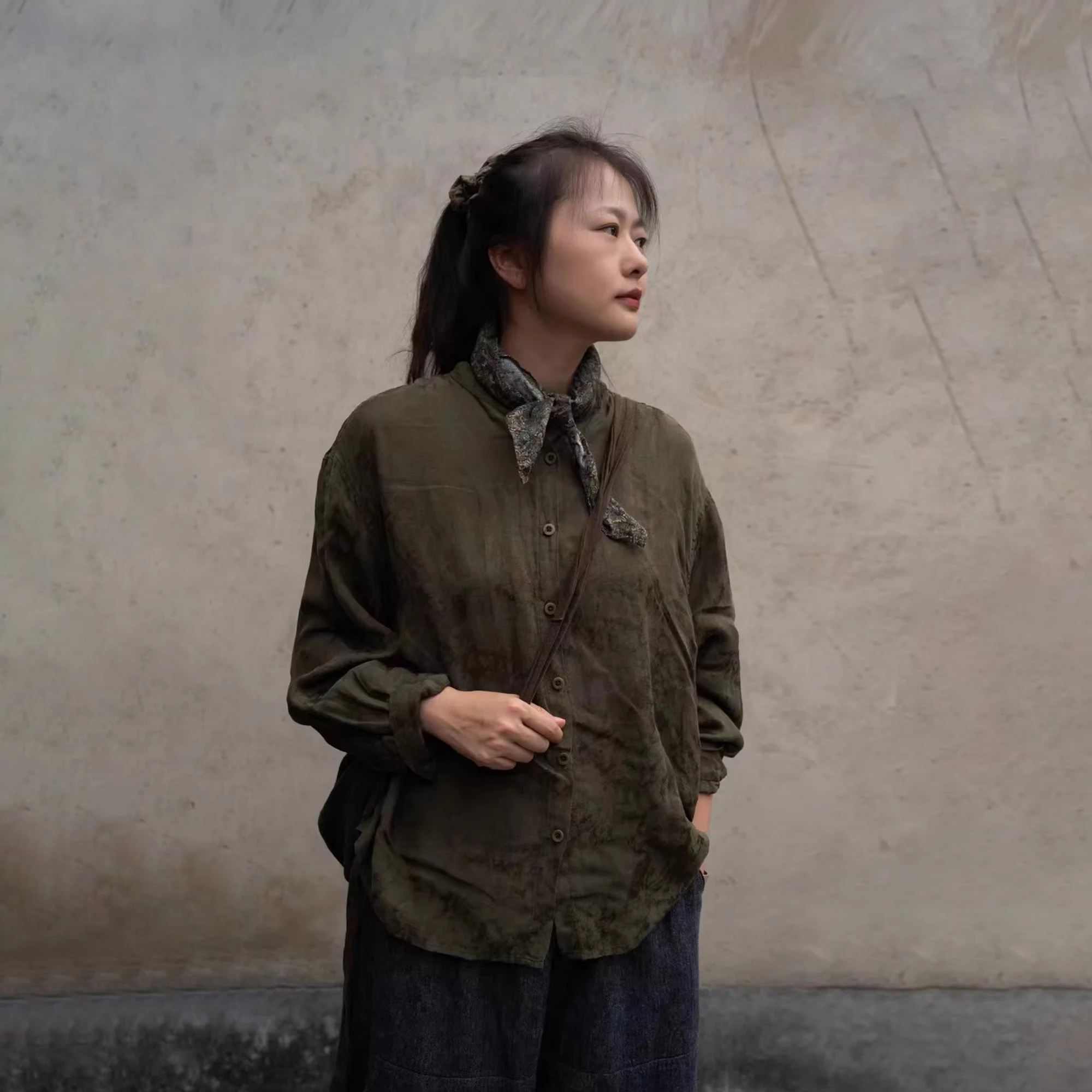 

PengPeng Home Early Autumn New Product Linen k Pattern Embroidery irt Comfortable Breathable Women's Busin Cas...