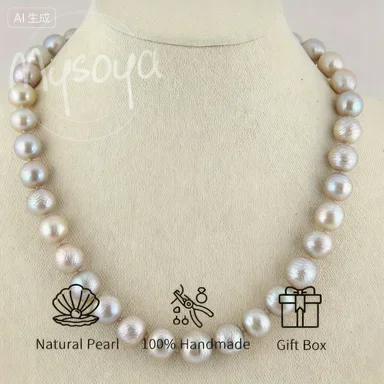 

MYSOYA 10-12 мм серое ожерелье из пресноводного жемчуга для женщин и мужчин с подарочной коробкой идеальный подарок на свадьбу, день рождения, Рождество, Новый год