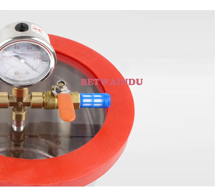 1 Gallon Stainless Steel Vacuum Degassing Chamber Vacuum Defoaming Barrel 180mm*1300mm Acrylic Lid Gasket