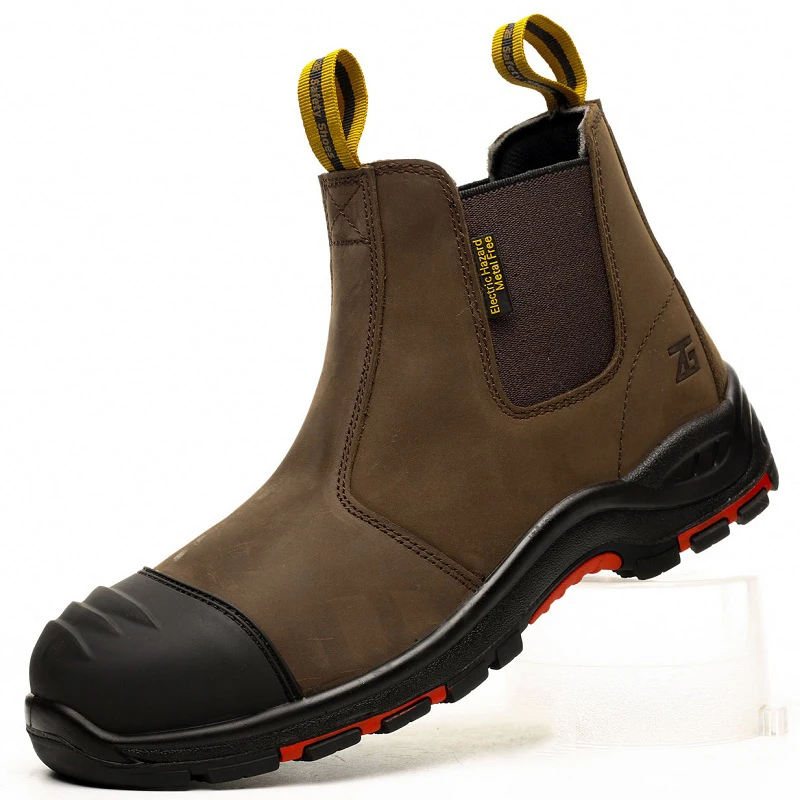 Genuine Leather Men\'s Boots Work Safety Shoes Anti-smash Anti-puncture Anti Scalding Welder Shoes Protective Chelsea Boots Male