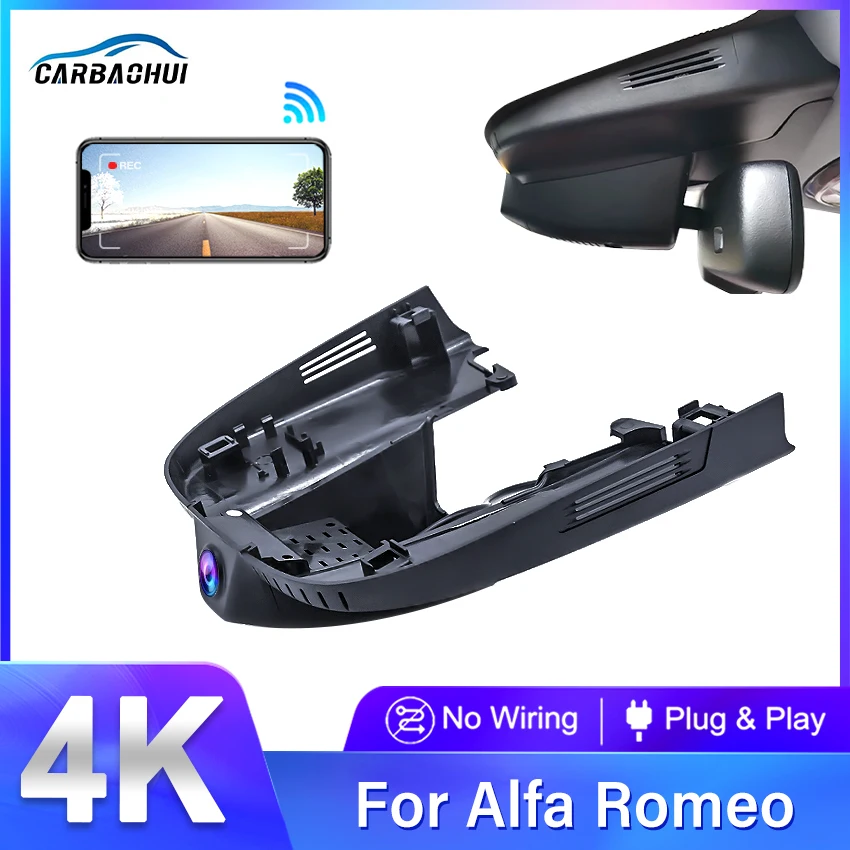 4K 2160P Plug and play Car DVR Video Recorder Dashcam For ALFA ROMEO Giulia Quadrifoglio GTA Veloce Stelvio Quadrifoglio 2016-20