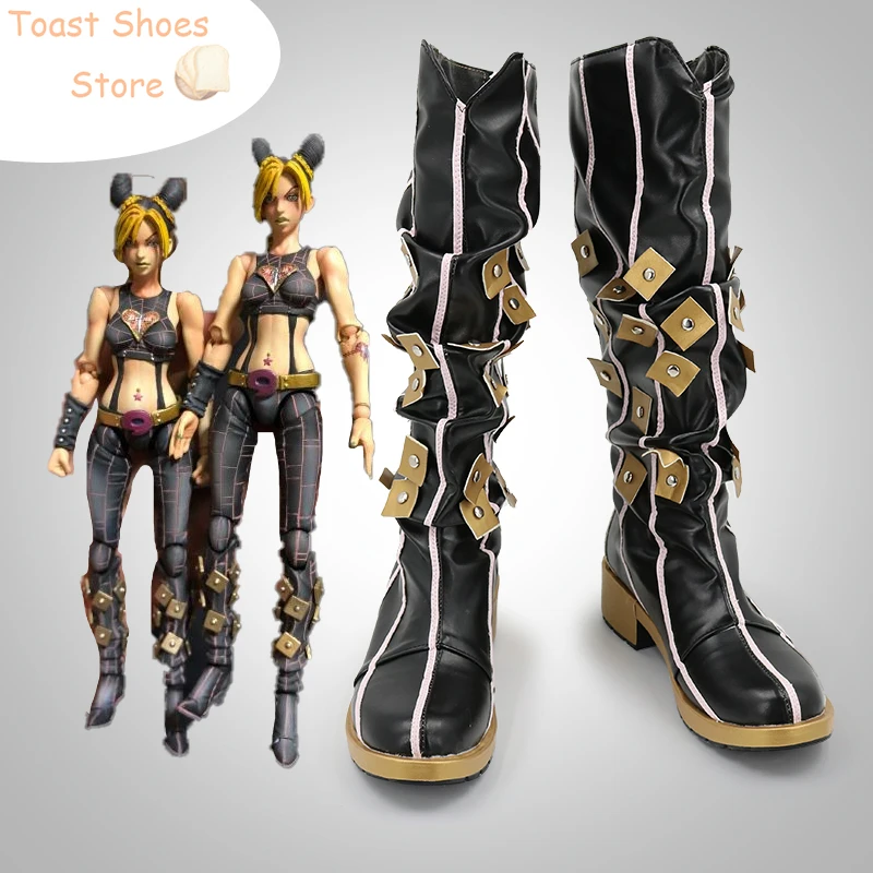 JoJo Aventura Bizarra Jolyne Cujoh Sapatos Cosplay, Botas de Carnaval de Halloween, Anime PU Sapatos de Couro