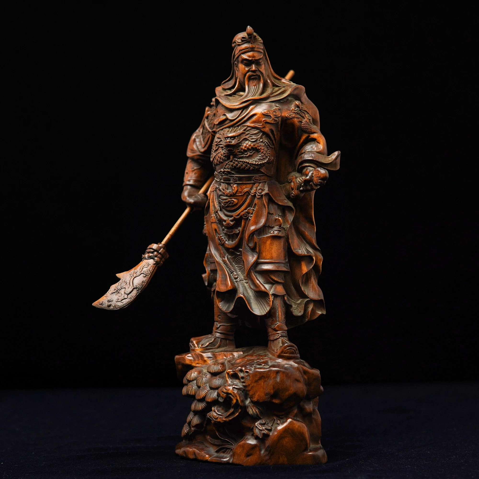 Guan Gong Statue Vintage Classical Collection Exquisitely Wood Carved Guan Yunchang Wood Carving