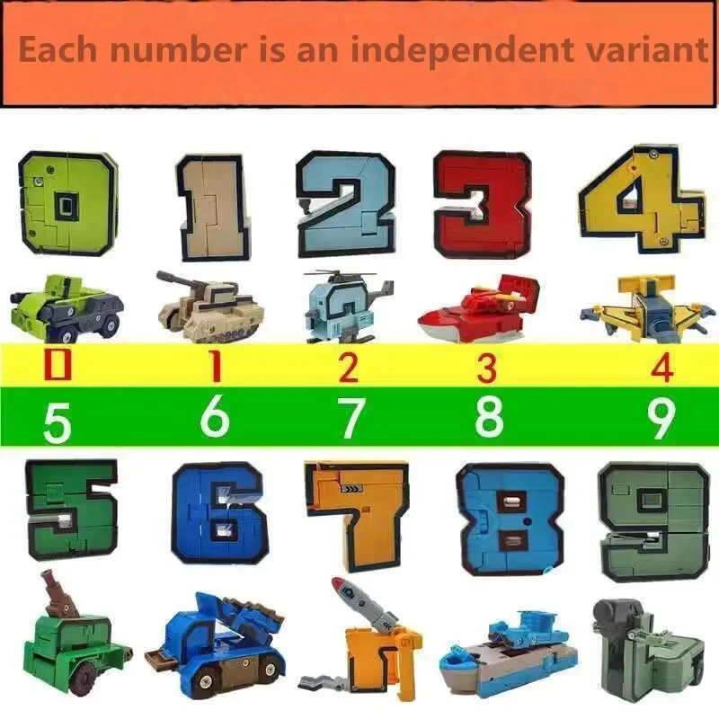교육용 빌딩 블록 조립, 액션 피규어 변형 숫자 로봇, 아동용 변형 로봇 장난감