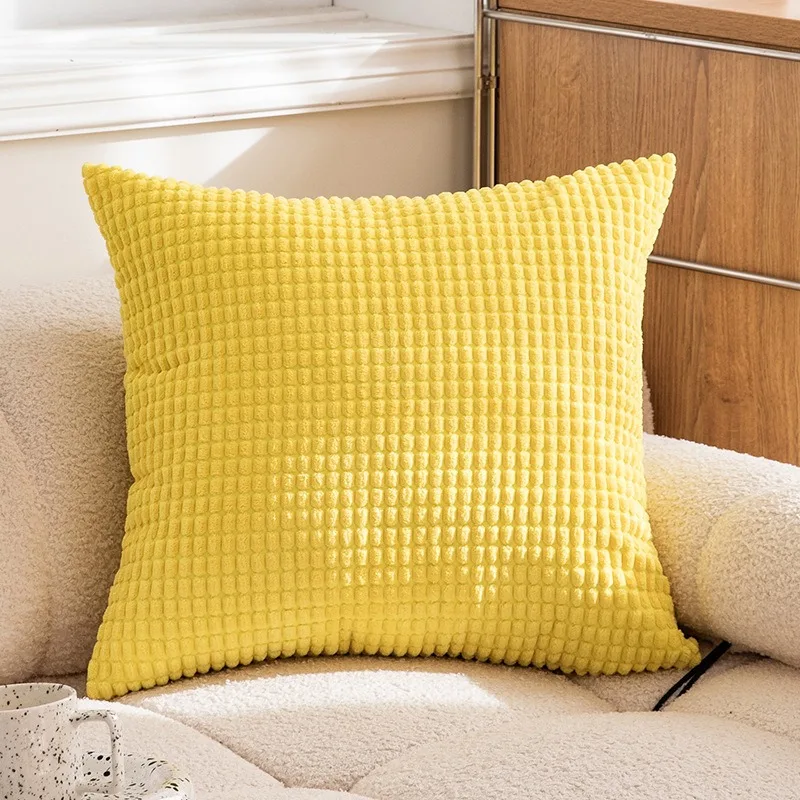 Western Farmhouse Corduroy Decorative Pillow Covers 45x45CM Yellow Throw Pillows for Industrial Home Sofa Cushion Bed Decor
