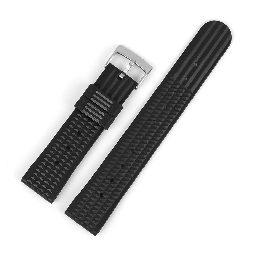 18MM 20MM 22MM Black Flat End Silicone Strap Fit For Precision Diving Can SKX 007 Watch