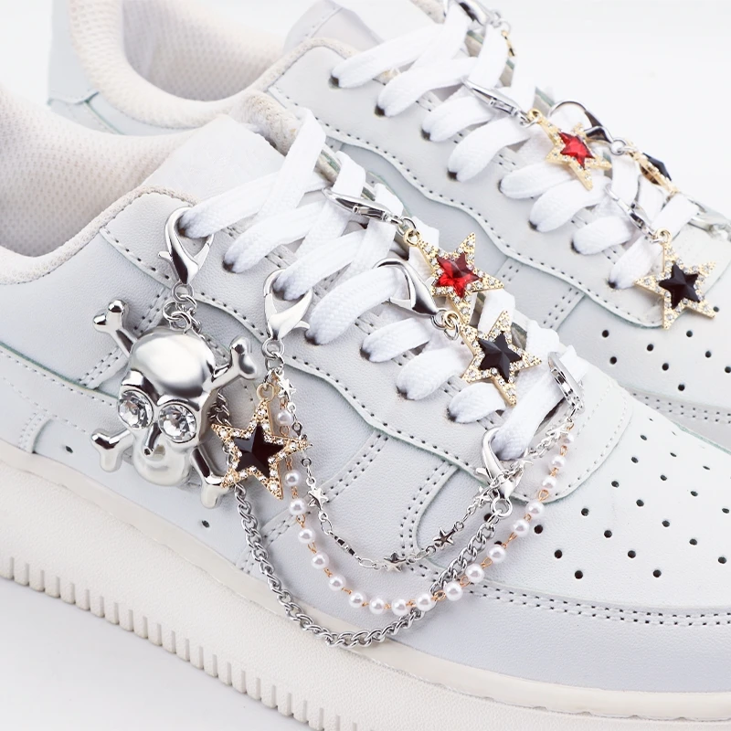 

Модная роскошная бриллиантовая пентаграмма с жемчугом, цепочка для обуви, боковая съемная обувь, украшение для обуви, туфли на плоской подошве «сделай сам», высокие туфли, подвески, 1 шт.