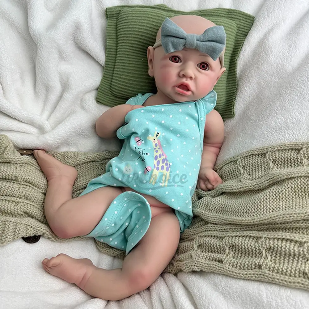 Ręcznie robione 18-calowe realistyczne detale Silikonowa odrodzona dziewczynka ważona elastyczna lalka noworodka do fotografii prezent na boże narodzenie