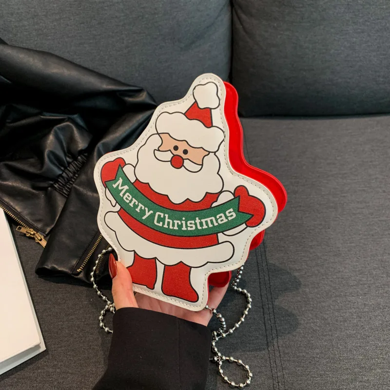 

Christmas Theme Chain Crossbody Bag Trendy Girl Funny Small Square Bag Versatile Single Shoulder Bag for Young Women