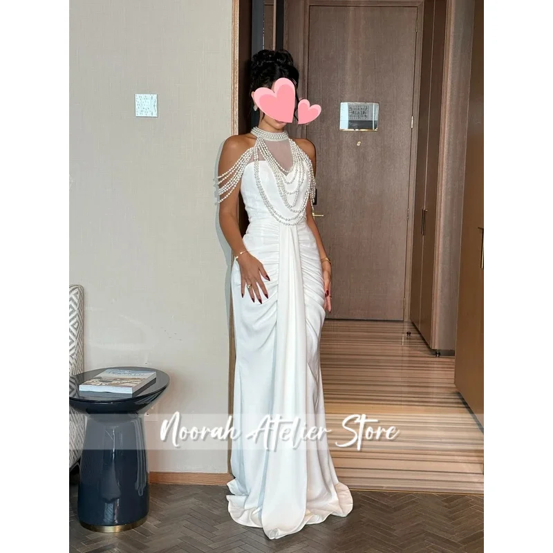 Vestido Oisslec elegante Vintage dulce marfil perlas sirena elegante personalizar ocasión Formal vestido de graduación vestidos de fiesta de noche