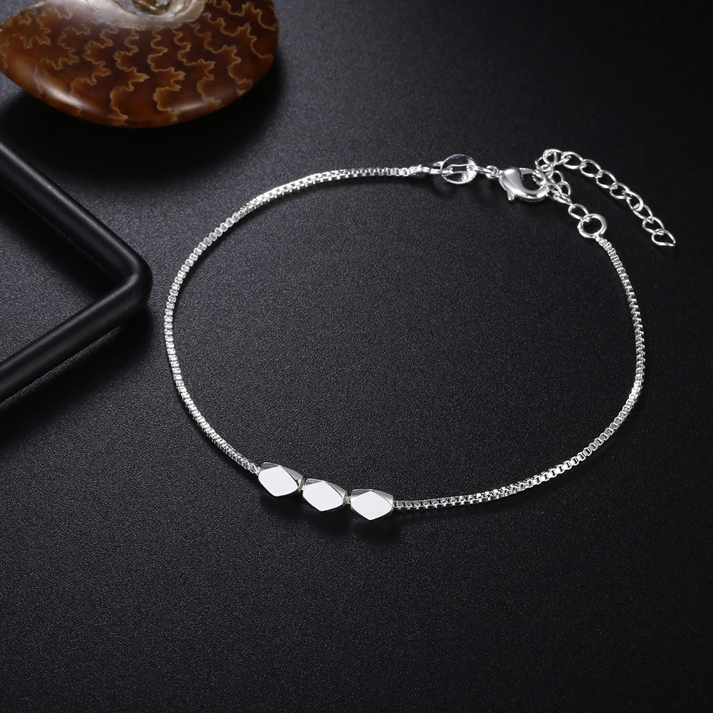 Korean fashion 925 sterling Silver box chain bracelets neckalce for women Party wedding accessories jewelry sets Couple gifts