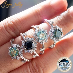 JoyceJelly 1ct Brilliant Cut Moissanite Engagment Ring Sterling Silver 925 Jewelry Luxury Resizable Ring For Women Wedding Gift