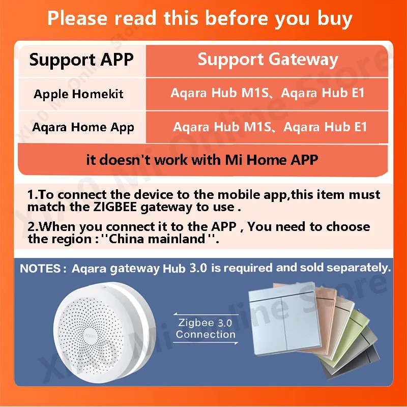مفتاح حائط ذكي Aqara ، محايد ، تكنولوجيا MARS ، 6 ألوان ، مصباح مفتاح لاسلكي ، Zigbee ، Apple ، iPhone ، IOS ، تطبيق هومكيت ، H1M