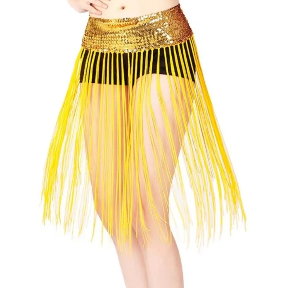 

Creative Belly Dance Belt Long Tassel Wrap Skirt Sequin Waist Chain Glitter Sequins Classic Belly Dance Hip Scarf