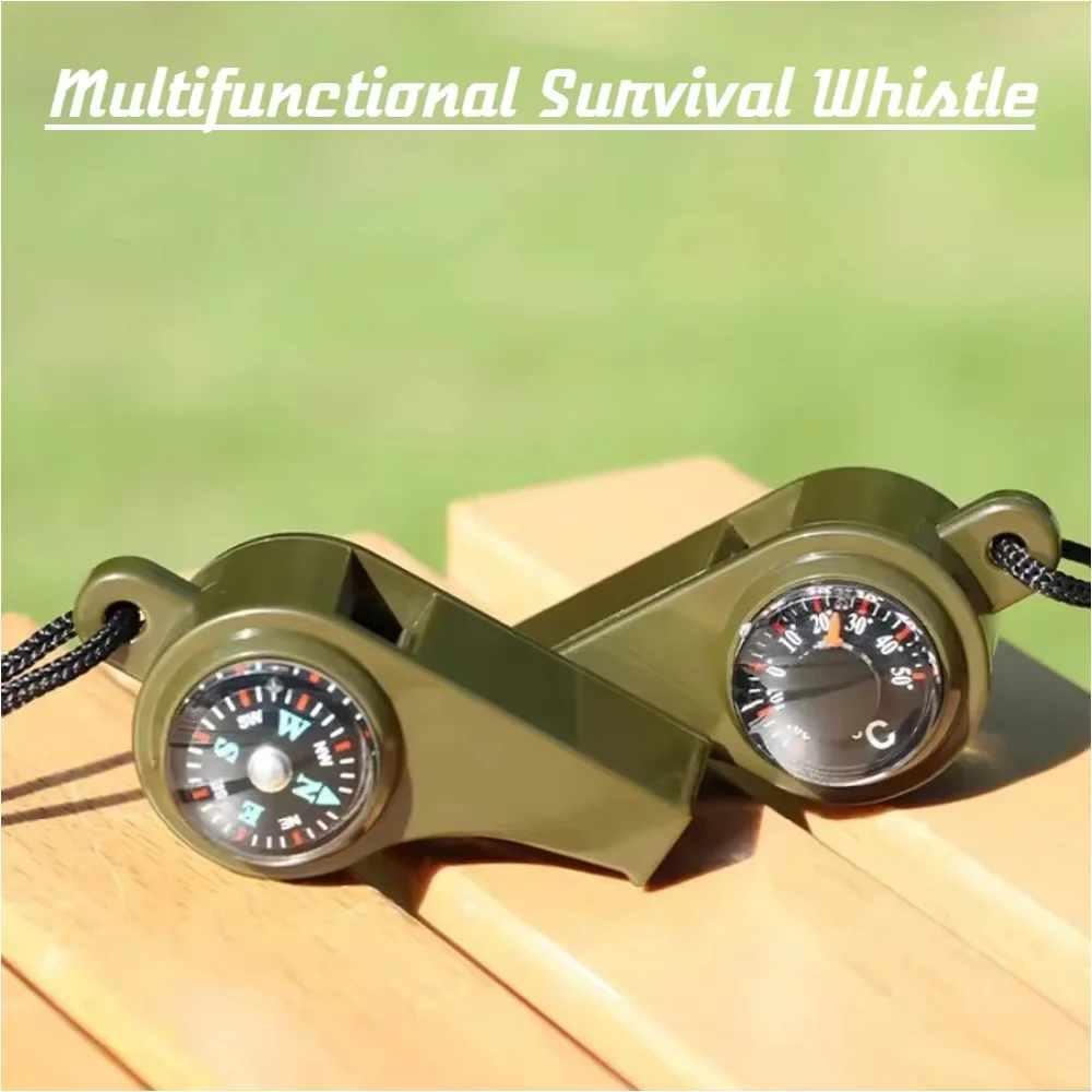 3in1 Outdoor Emergency Whistle with Compass, Thermometer, Outdoor Whistle, Convenient to Carry Suitable for Camping and Hiking