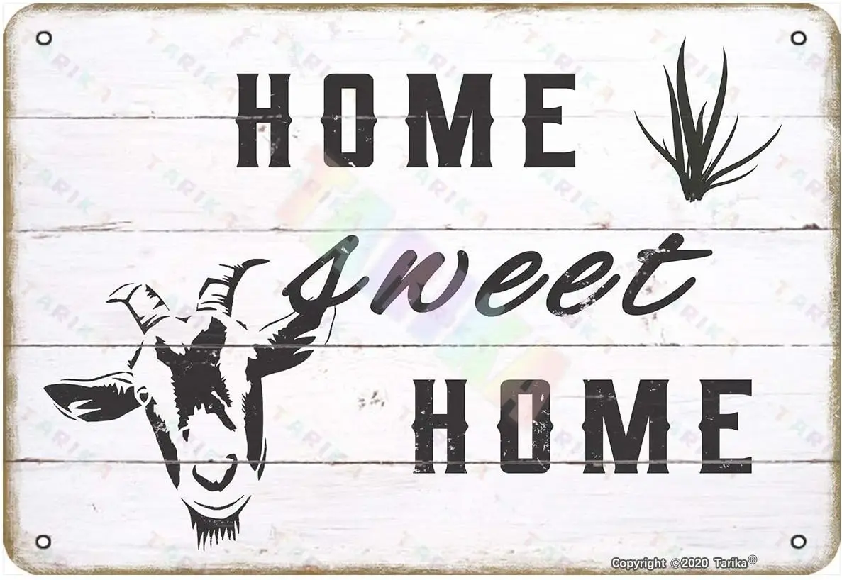 Home Sweet Home Goat para el hogar, habitación, granja, tienda, club, letrero de estaño Vintage de Metal, decoración de pared es-aluminio