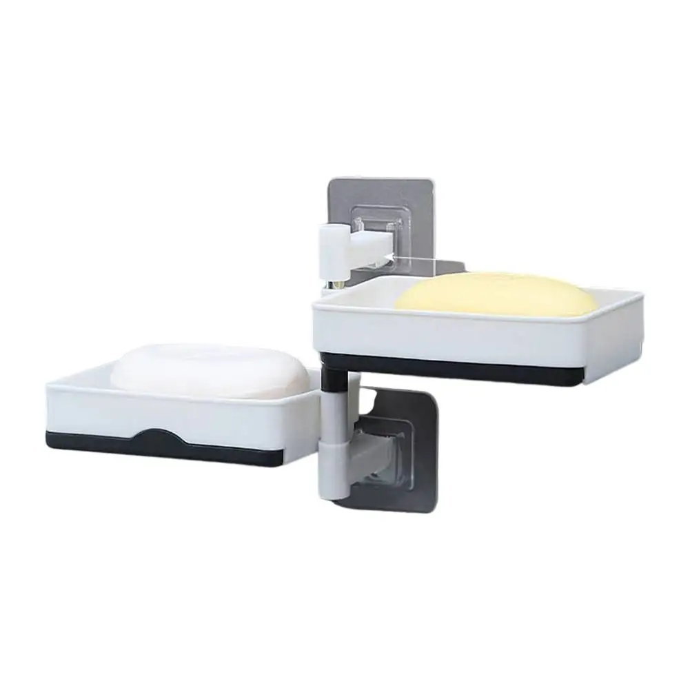 

Easy Access Rotating Soap Dish No Drilling Soap Rack Bathroom Organizer 14*3*8cm Rotating Soap Dish Space Saving Solution