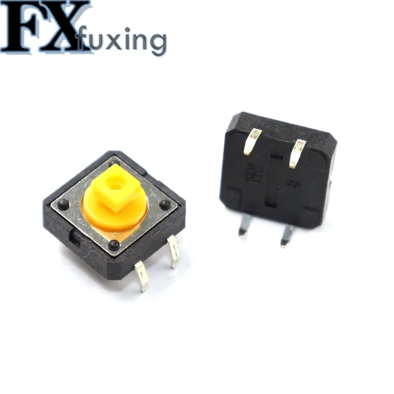 50PCS 12x12x7.3 mm Tactile Switches Square Push Button Tact Switch 12*12*7.3 mm Micro switch B3F-4055 12*12*7.3mm Black Yellow