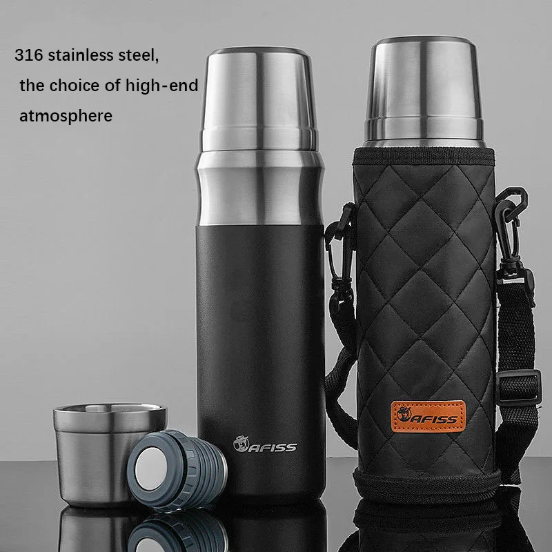 600/800 Large Capacity 316 Stainless Steel Thermo Portable Vacuum Flask Insulated Tumbler with Cup sets Thermo Bottle