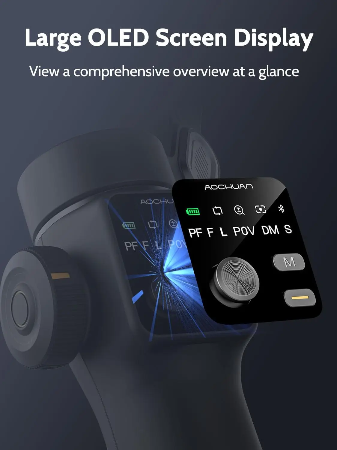 AOCHUAN Smart V8 Handheld Gimbal Stabilizer 8.0 Anti-shake with Extension Rod Selfie stick for iPhone Android Travel Shooting