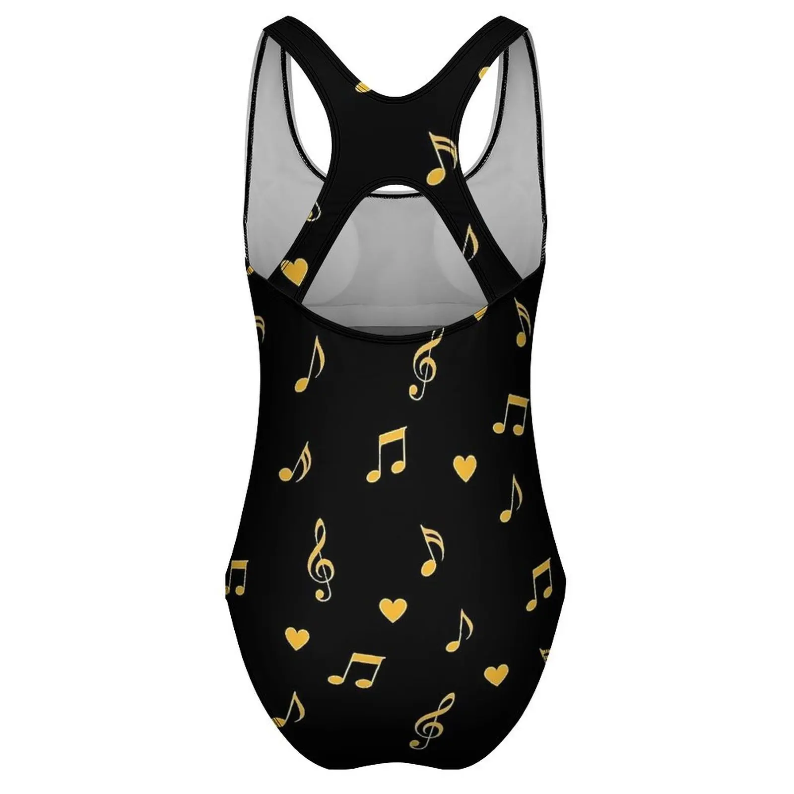الذهب الموسيقية ملاحظة الرجعية ملابس السباحة مثير الإناث قطعة واحدة بسيطة ارتداءها عطلة بركة رفع الجوف خارج بحر