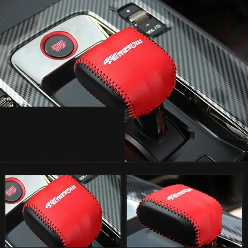 YUNV For Trumpchi GAC Empow R 2021-2024 Leather Car Interior Transmission Gear Shift Handle Cover Shifter Knob Gear Head Trim