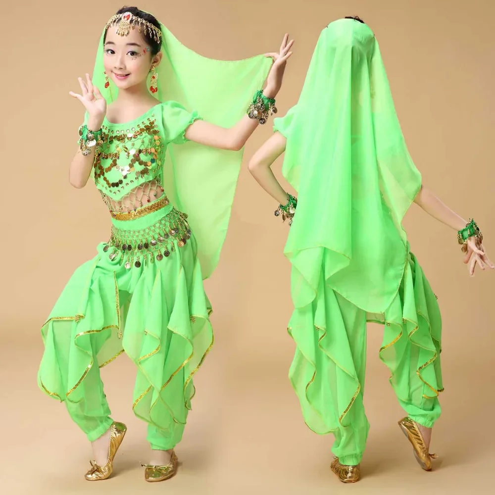 8 Colors Belly Dance Costumes Set Oriental Dance Clothing For Youth Girl Egypt Egyptian Bollywood Indian Belly Dancing For kids