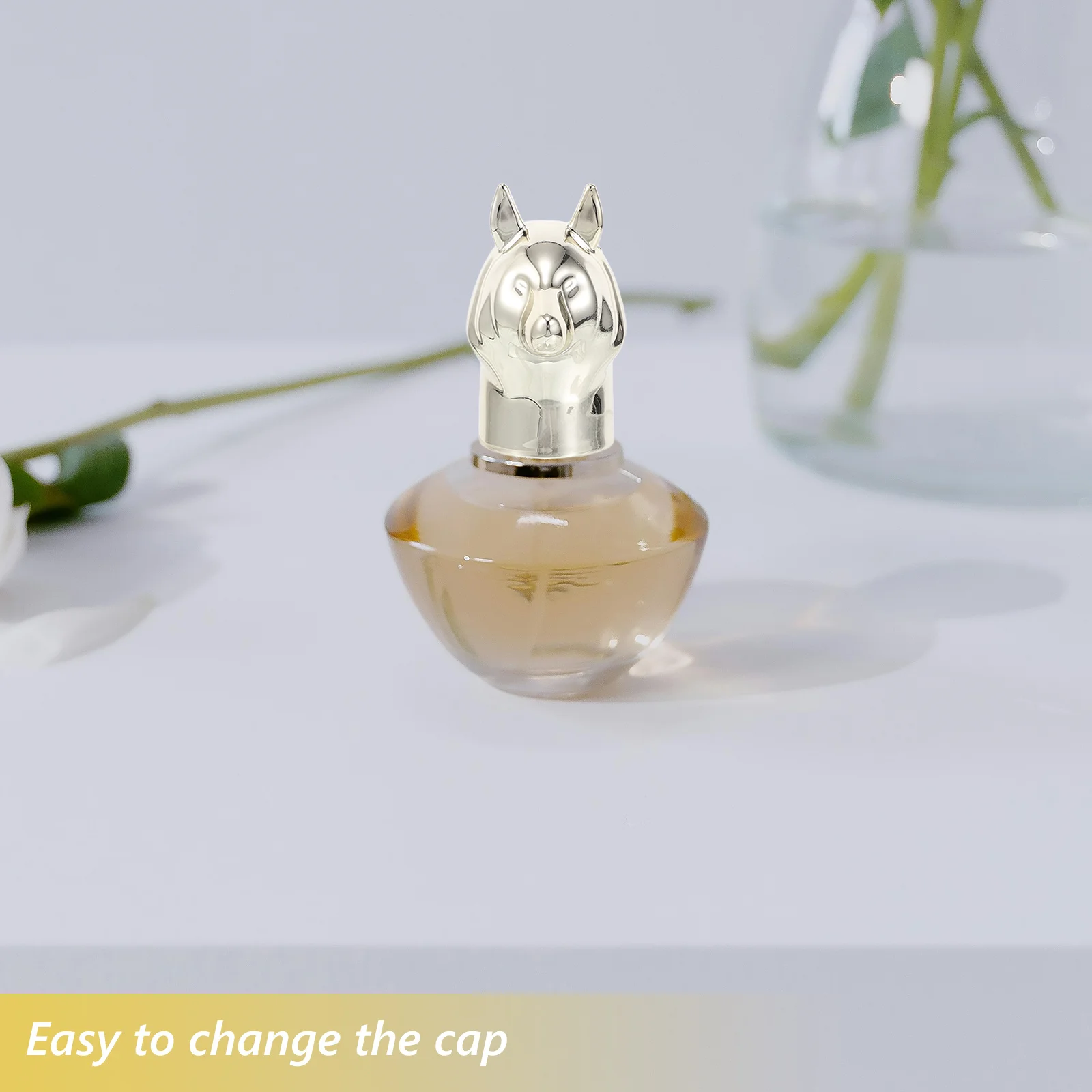 

5Pcs Fox Perfume Bottle Caps Elegant Gold Snap Closure Replacement Caps DIY Perfume Bottle Accessories Empty Glass Bottles