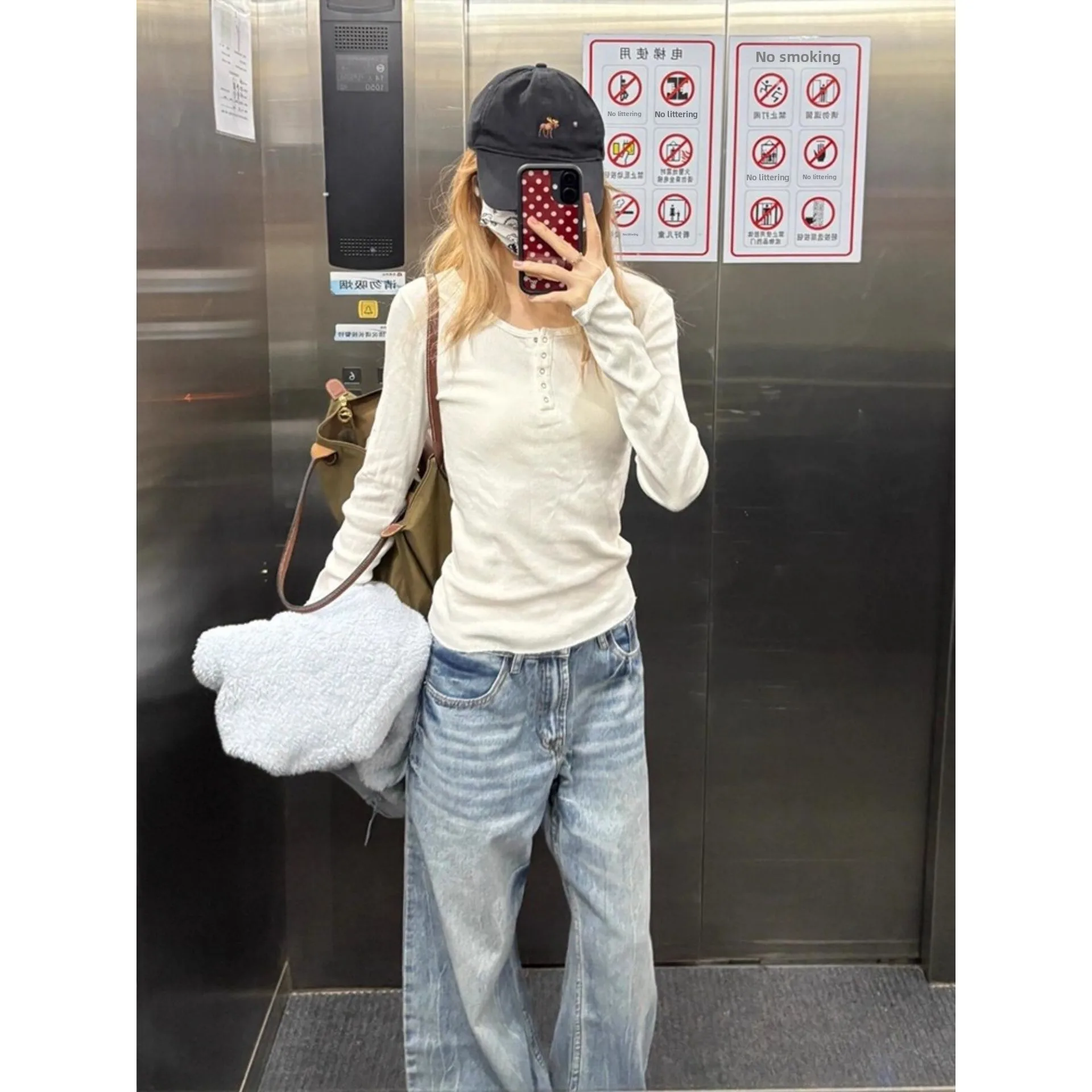 Slim Fit Long Sleeve T-Shirt Women's Autumn Winter Button up Henry Collar Base Shirt Inner Wear Shoulder Level Outerwear Top