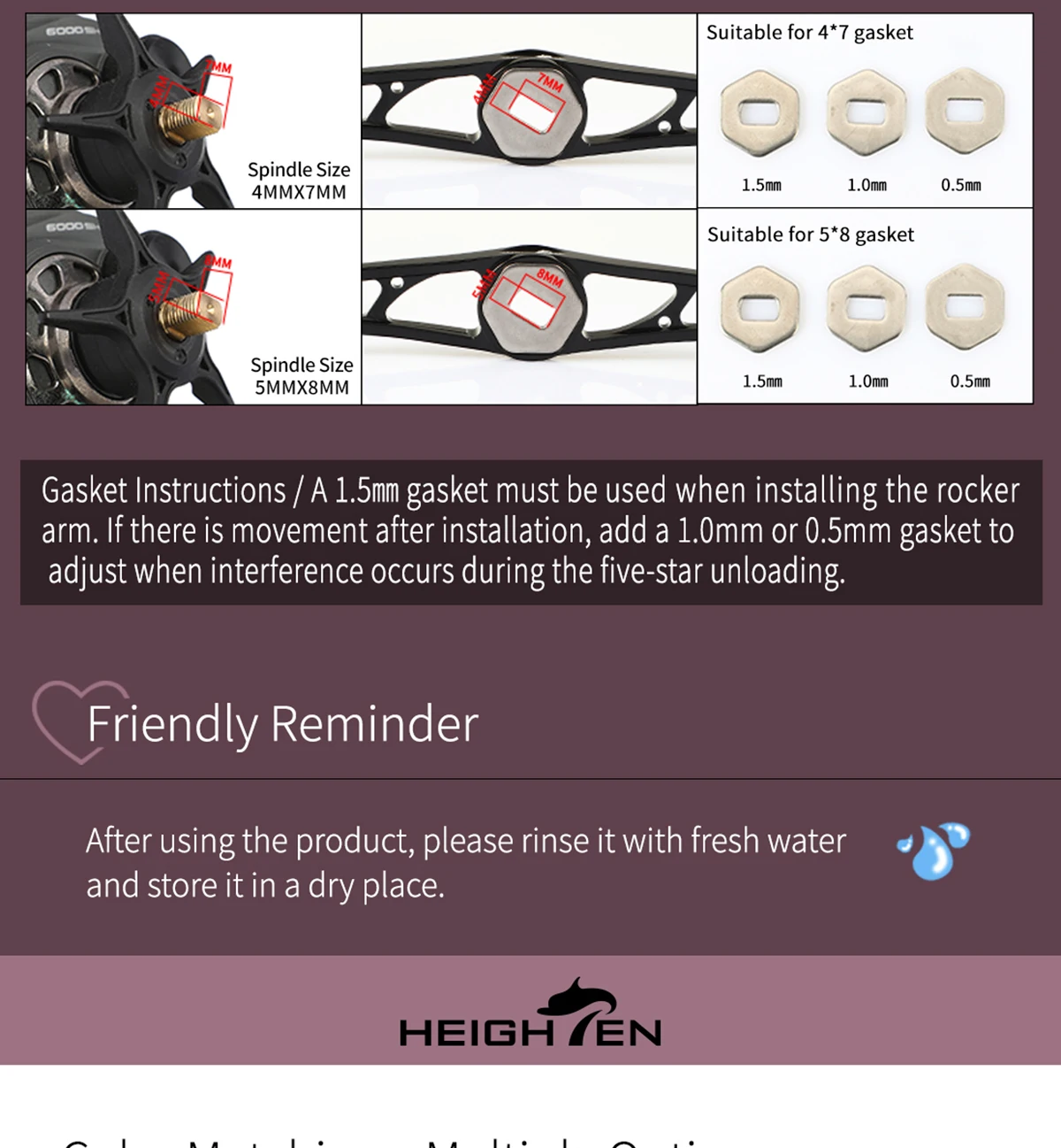 HEIGHTEN Baitcaster Dual Handle 115 mm Achsabstand mit 24,5 mm Farbverlaufsknopf Köderangeln Modifikationszubehör – Detail 10