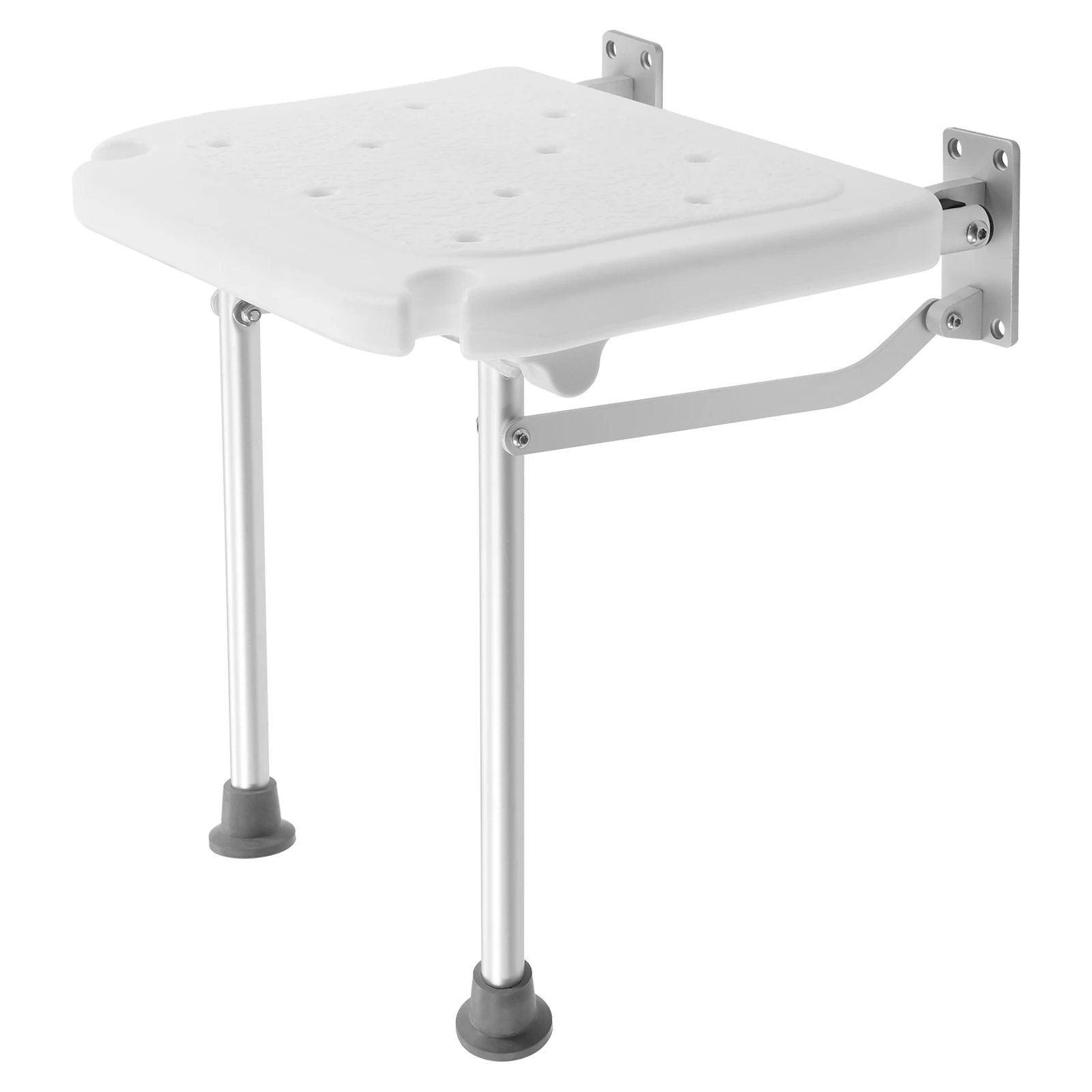 Folding Shower Seat Wall Mounted– Up to 100kg/ 220.46lbs, Secure Folding Shower Bench, Space Saving Mounted Shower Chair White