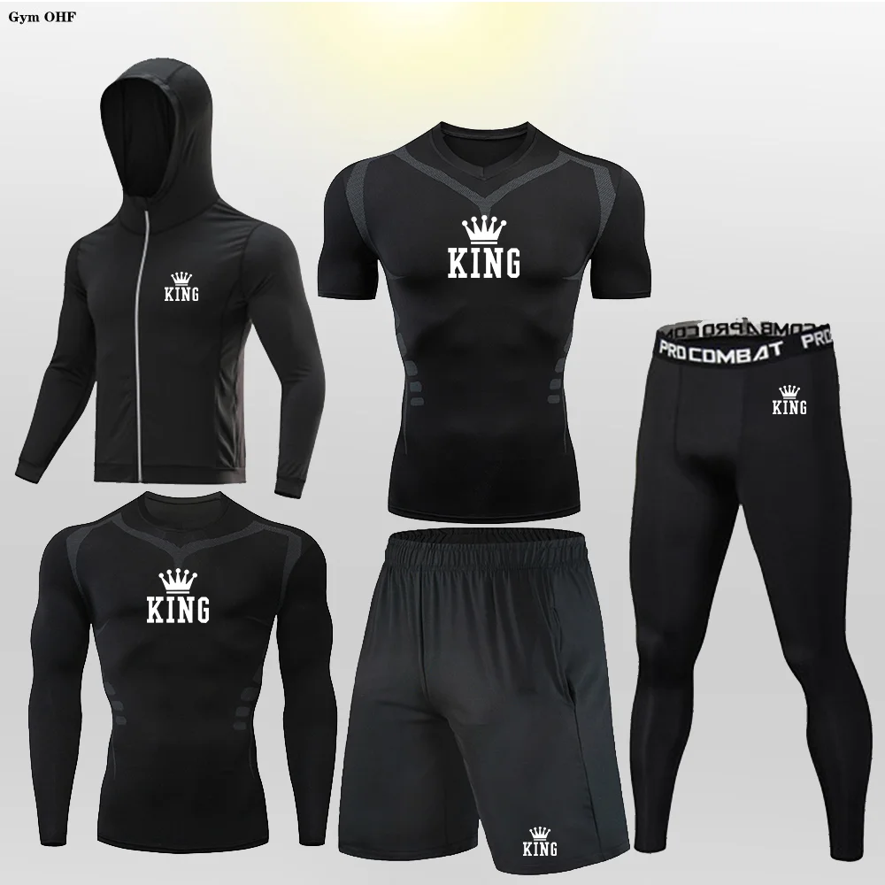 

Sportswear Running Suits Men Tracksuits Gym Jogging T-Shirt Training Boxing Bjj MMA Rashguard Compression Sets Men's Fitness