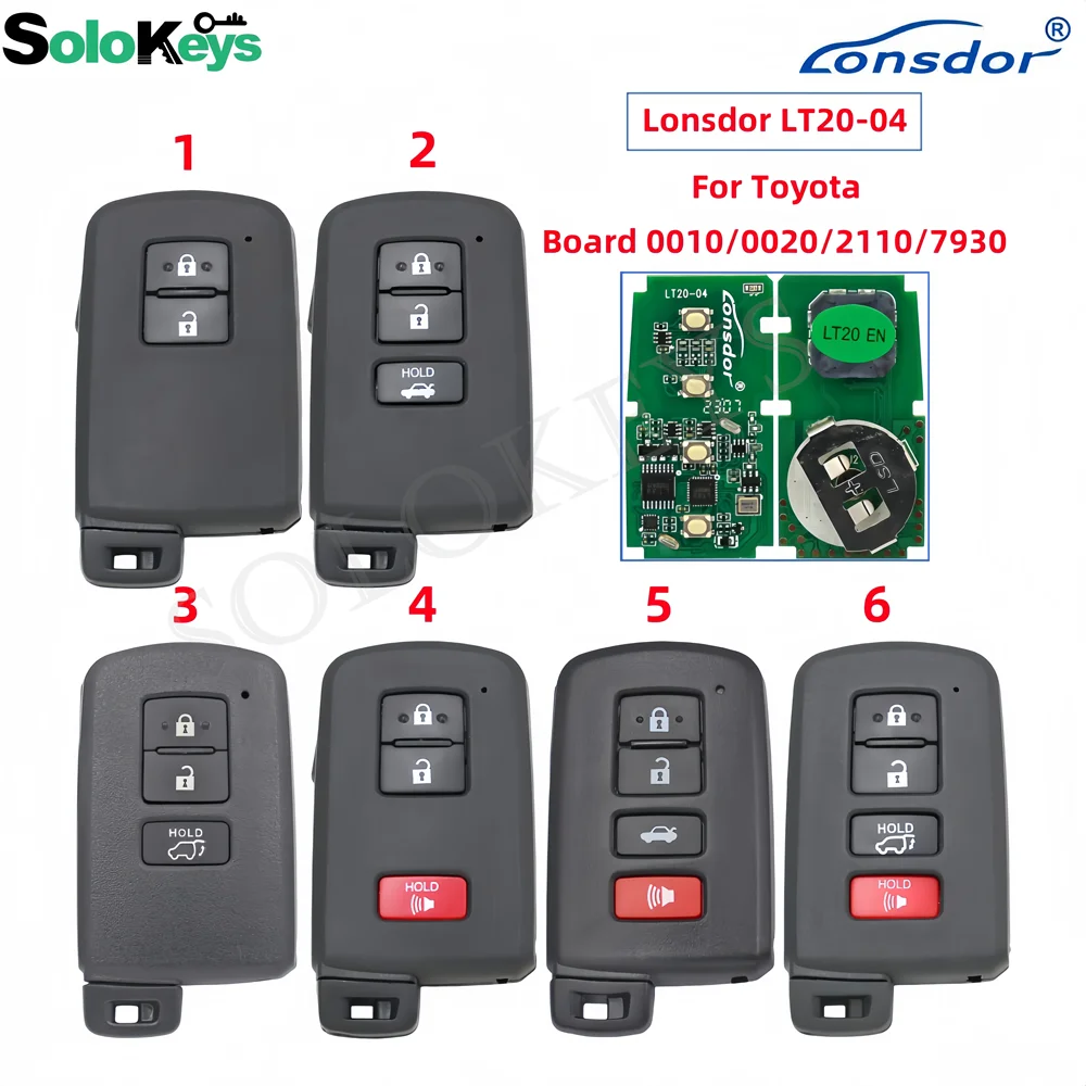 SOLOKEYS Lonsdor LT20-04 Board 0010/0020/2110/7930 Universal Smart Key Remote For Toyota With 4D 8AChip For K518 K518ISE KH100