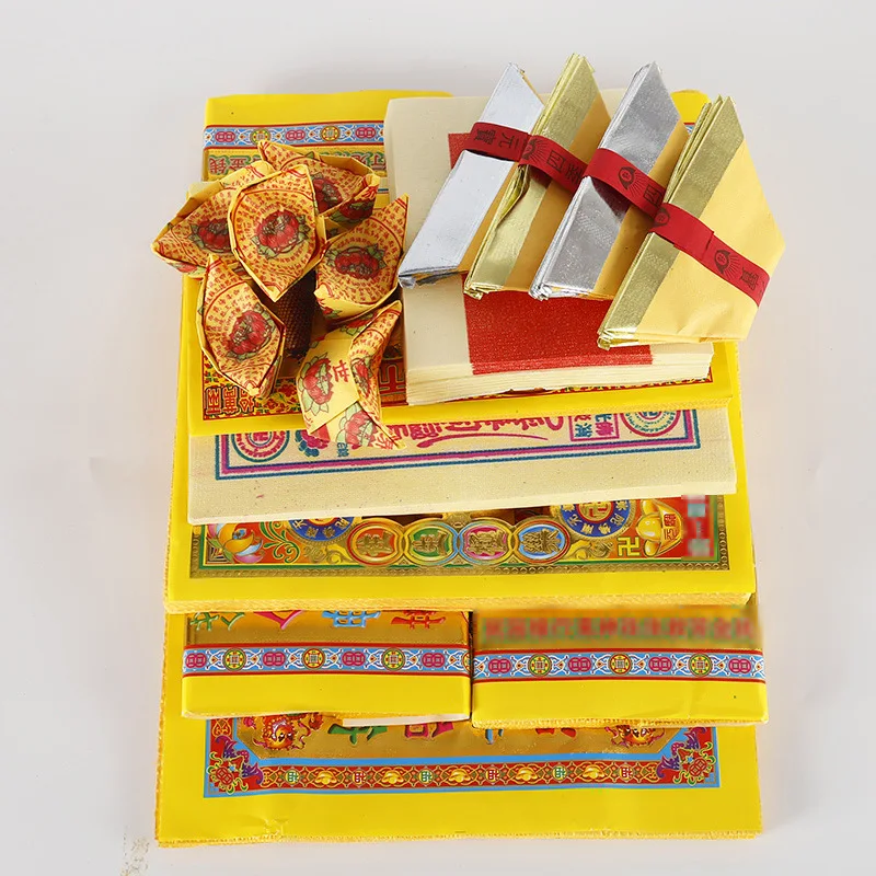 Tibetan Style Handmade Ancestor Worship Paper Complete Set Hand Folded Ritual Burning Sheets Temple Worship Meditation Bedroom