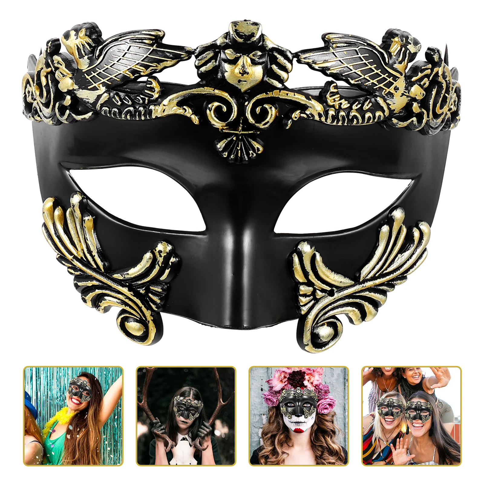 Máscara semi-facial samurai para homens, festa cosplay, baile de baile de baile, Halloween, plástico ao ar livre, carnaval, homem decorativo