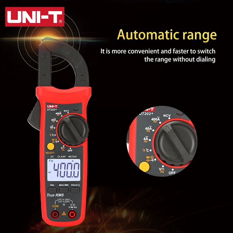 UNI-T UT202A UT204 Plus Clamp Meter AC/DC Digital Voltmeter Ammeter Pliers Multimeter Professional Electrical Multitester