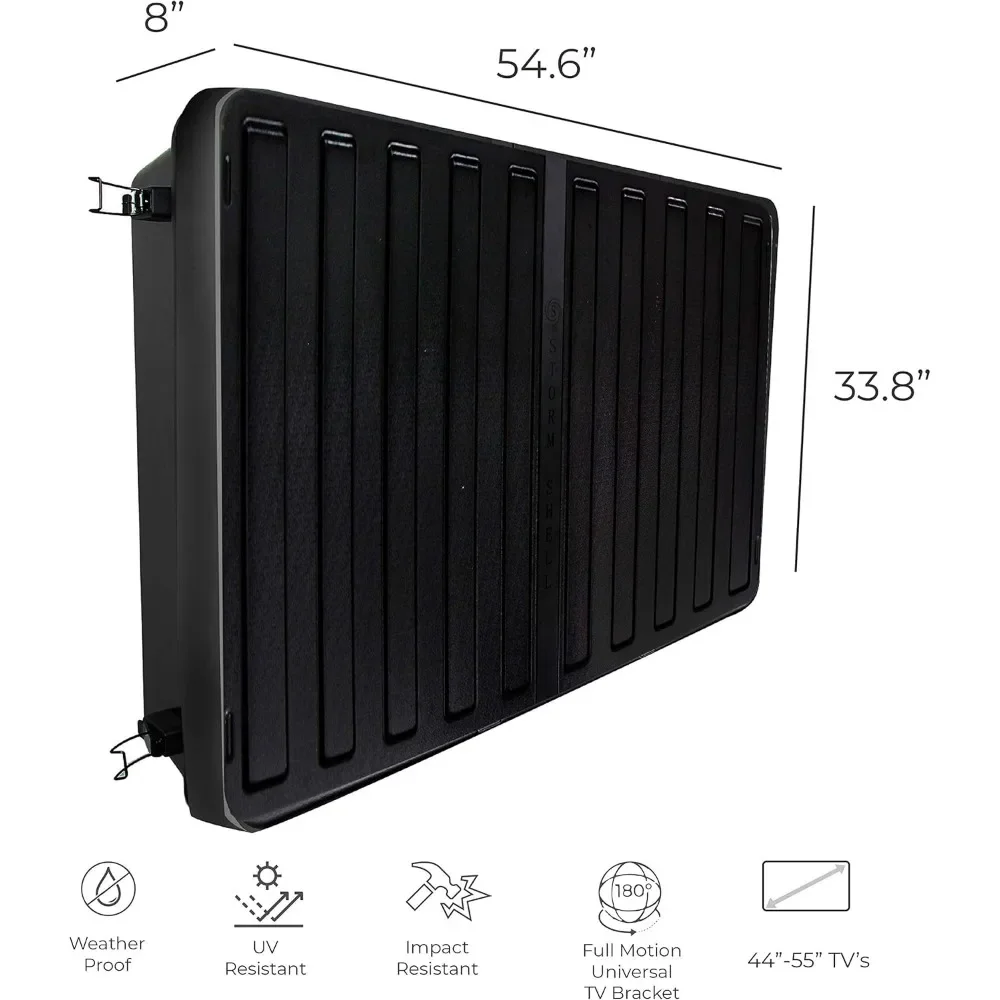 غطاء صلب للتلفزيون الخارجي، حماية ضد الطقس للتلفزيون - دعامة تثبيت على الحائط للتلفزيون متضمنة (45-55 بوصة)، أسود-بيع ساخن!