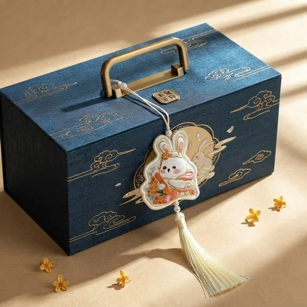 Chinese Traditional Mid-Autumn Festival Rabbit Scented Pouch Embroidery Patterns with Tassel Hanfu Sachet Bag Handmade Blessing