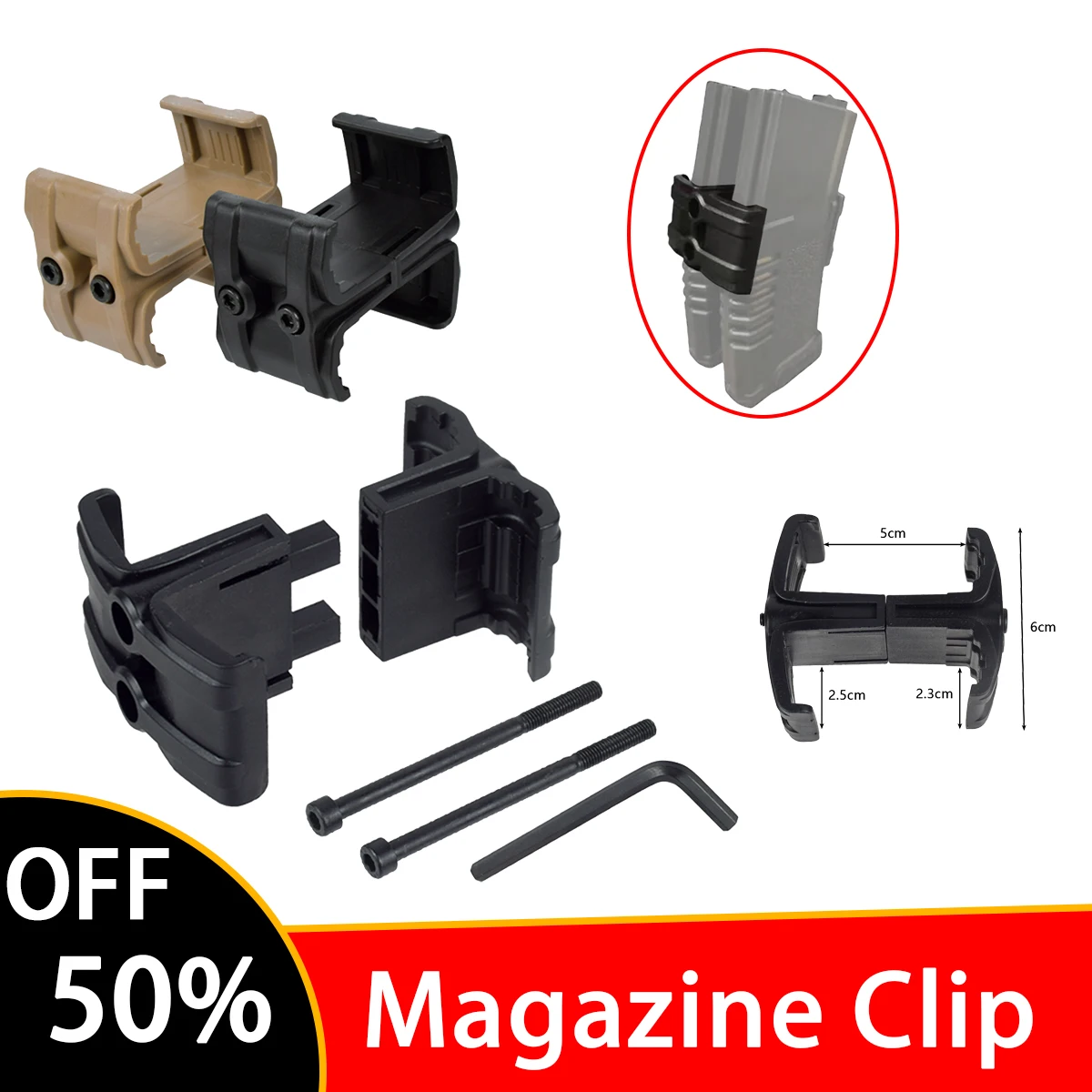 

Tactical Dual Magazine Coupler Polyester Clip Pouch for AR15 M4 MAG59 Airsoft Mag Parallel Connector Hunting Gun Accessories