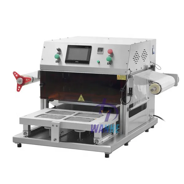 Wanhe Factory Direct Sale Pneumatic Automatic Fast Food Square Tray Heat Sealing Machine Gas Nitrogen Flushing Foil Machine