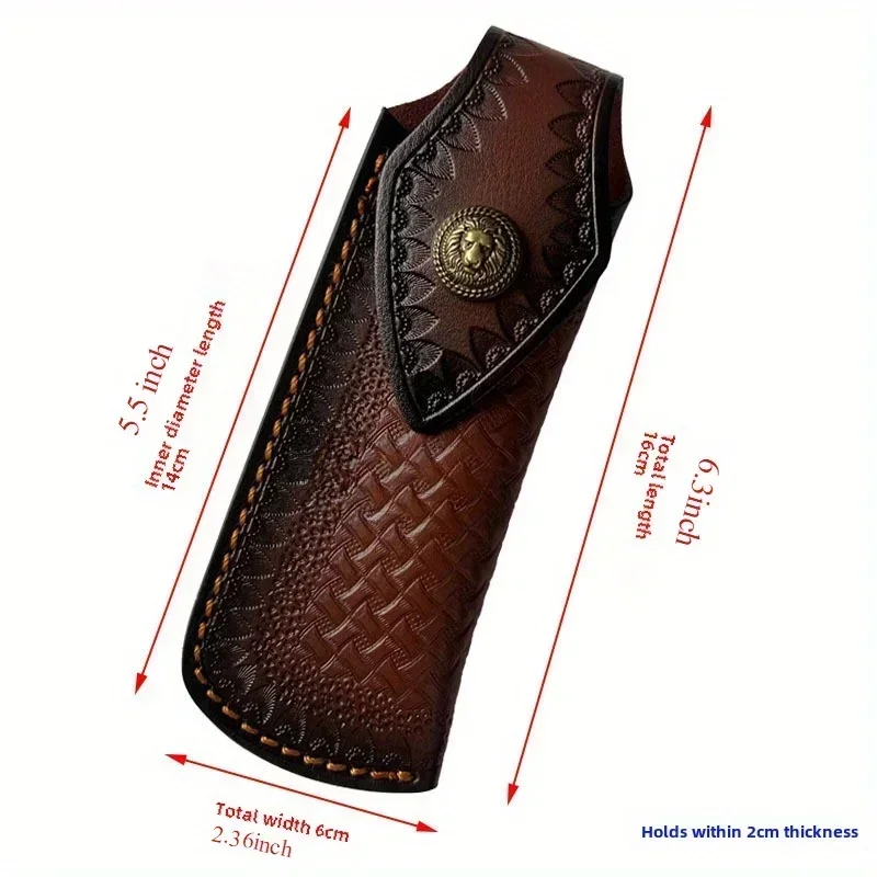Two-layer Cowhide Real Leather Cover Folding Knife Sheath Outdoor Knife Sheath Multifunctional Knife Sheath