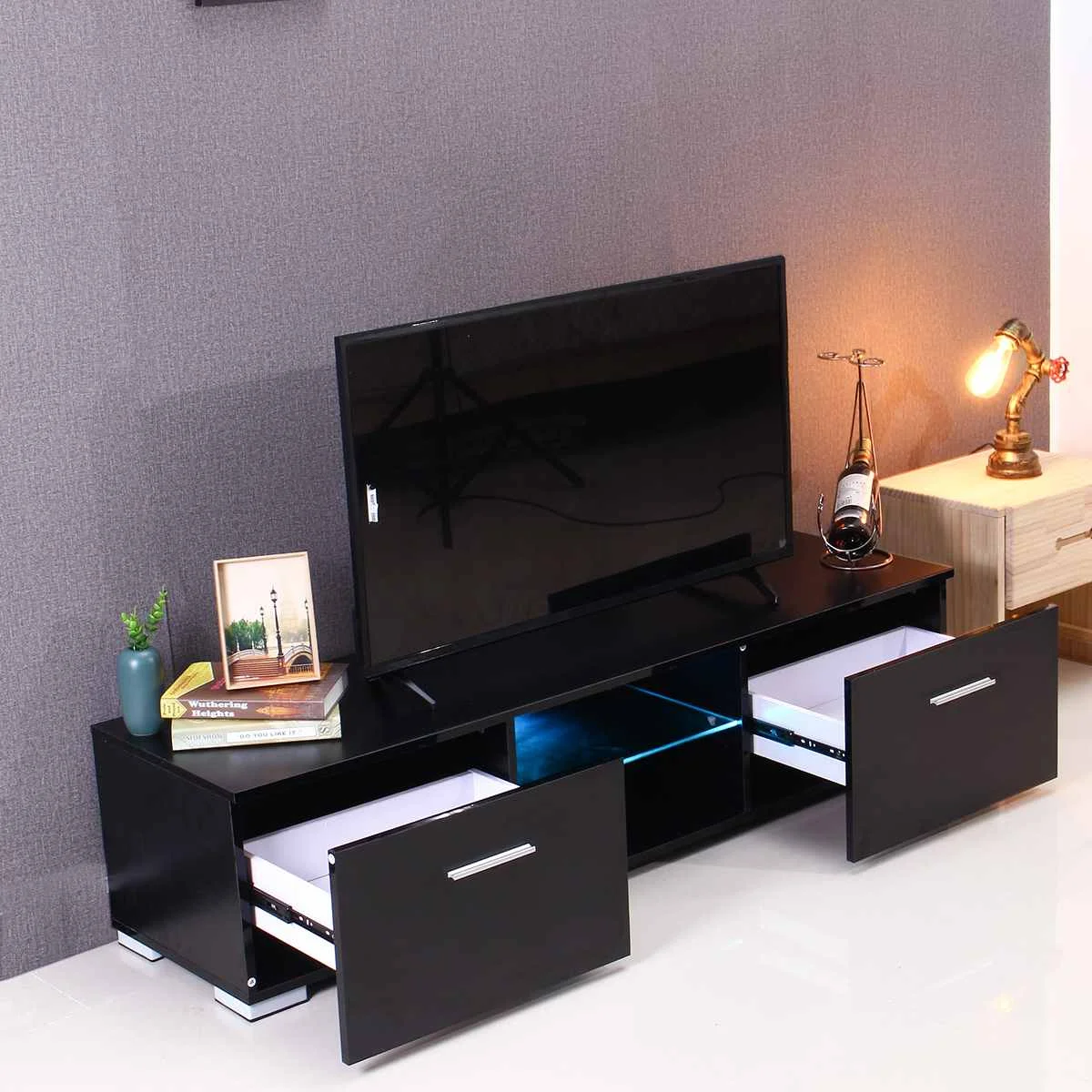 High Gloss TV Tables for Living Room 57 Inch Modern LED TV Cabinet Stands Furniture TV Unit Bracket Drawer Storage Organizer