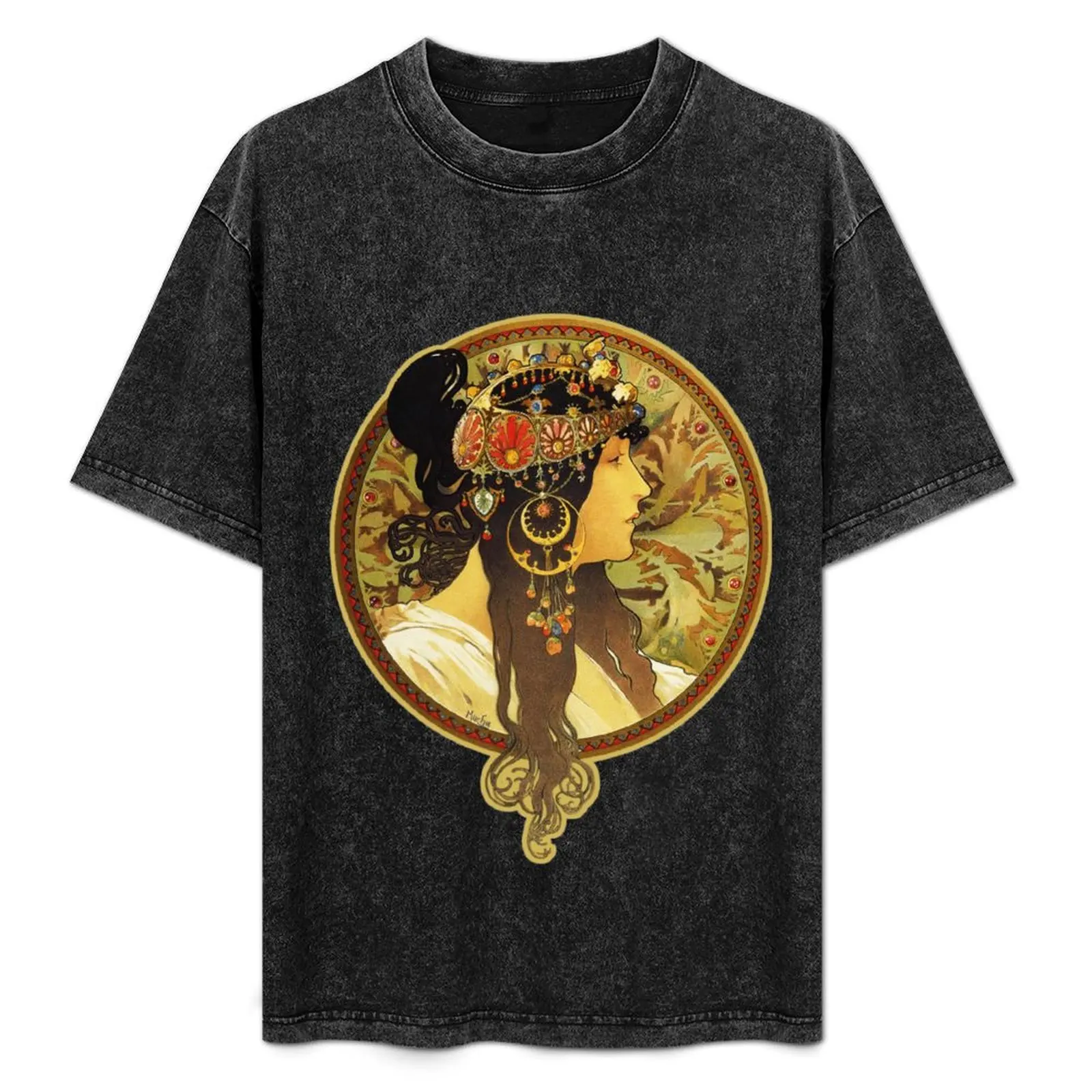 

HD Byzantine Heads: Brunette (1897) Mucha T shirts/Pillows/and more T-Shirt oversized graphic tee clothes luxury clothes men