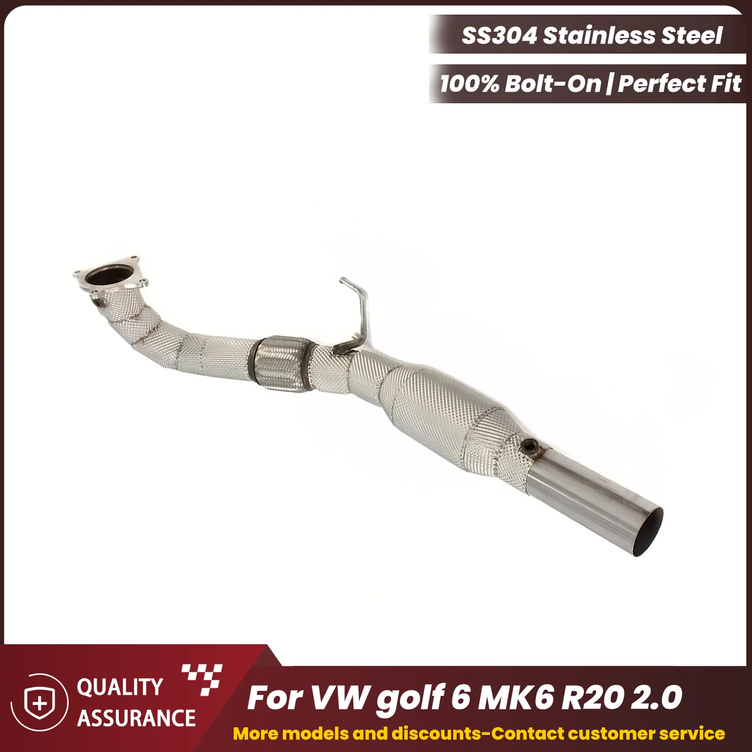 

ECCF Sports Downpipe With Heat Shield For VW golf 6 MK6 R20 2.0 Aggressive Exhaust Sound High Flow Performance Upgrade