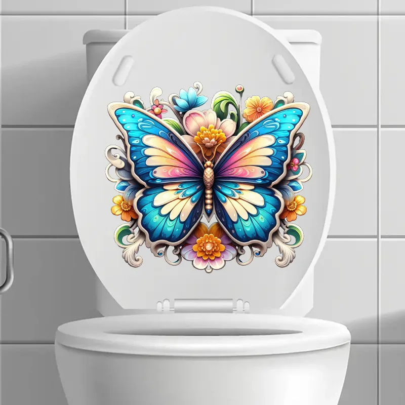 Butterfly Toilet Stickers Wall Stickers Toilet Lid Wc Refrigerator Home Decoration Toilet Door Sticker Bathroom Accessories