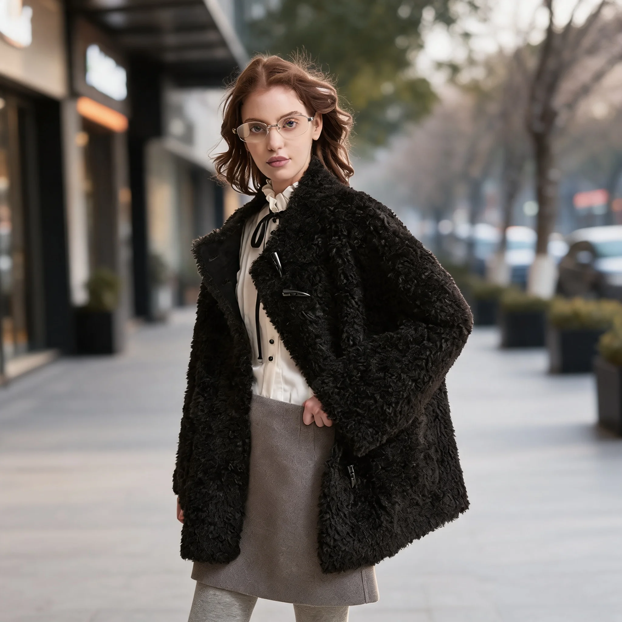 Pocket Loose Fit Coat with Stand Collar Japanese Korean Casual Elegant Mid Length Regular Sleeve Thick Women Winter Jacket