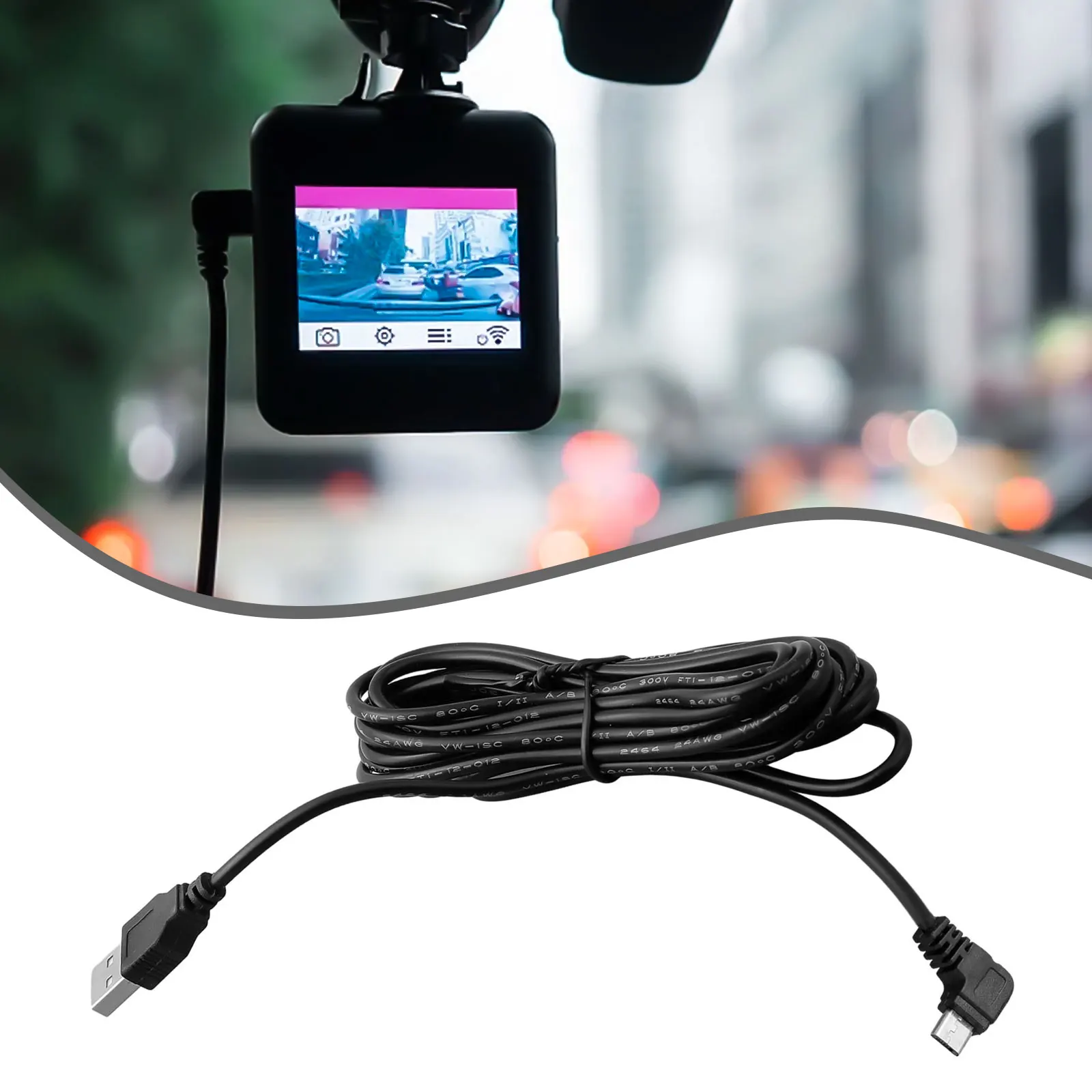 USB Cable for Automotive DVR Camera GPS PAD Mobile Devices 3.5m Length Compatible with Multiple In-Vehicle Ports